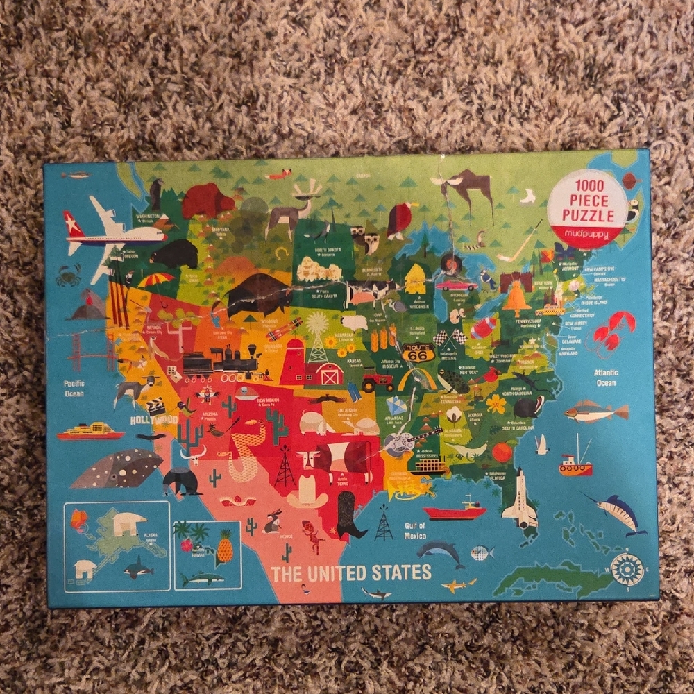 Mudpuppy The United States 1000 Piece Puzzle - Multicolor